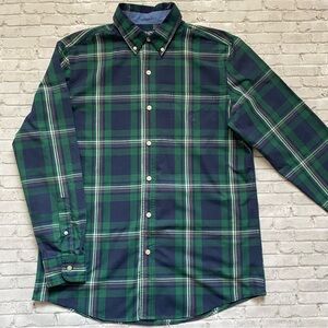 Chaps Navy and Green Plaid Button Down Shirt